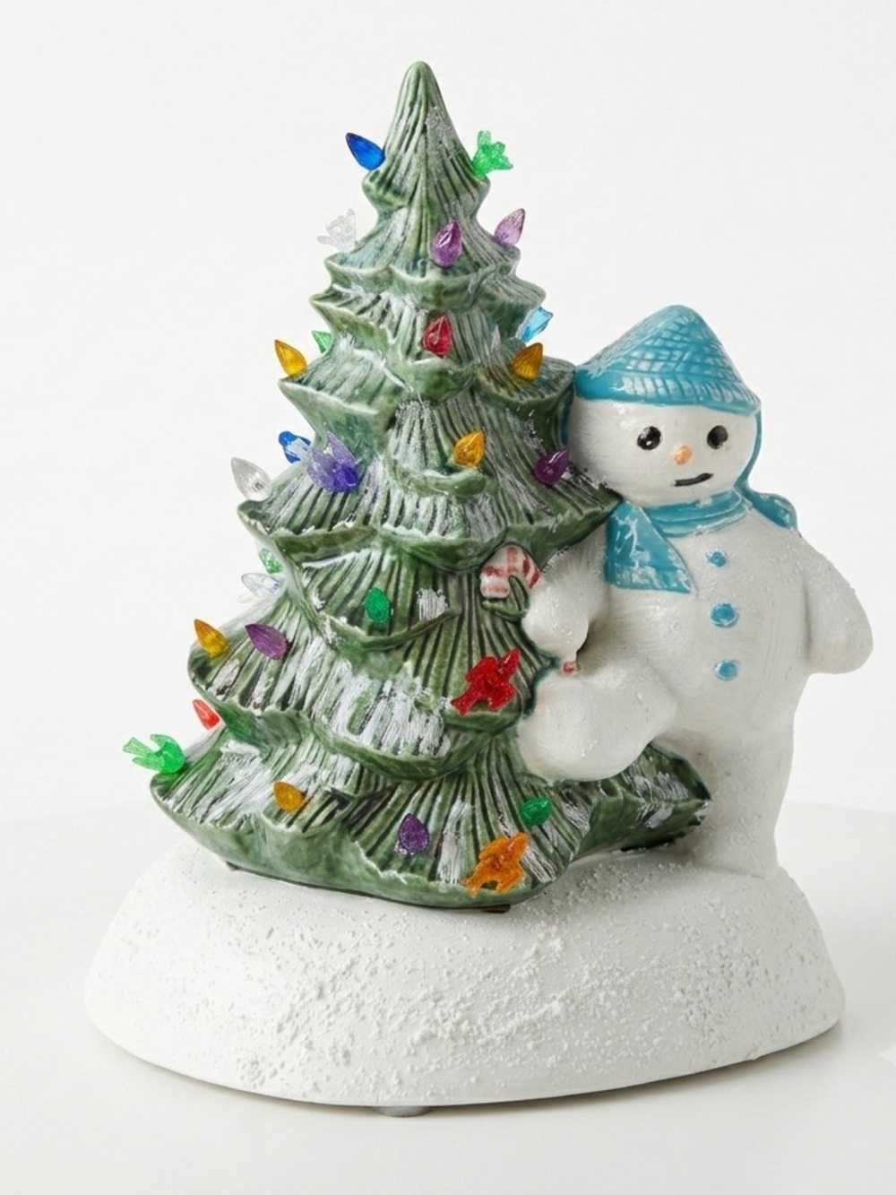 🎄❄️ Vintage Ceramic Christmas Tree with Snowman ❄️🎄